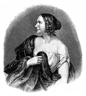 Historical drawing, portrait of Wilhelmine Henriette Friederike Marie Schroeder-Devrient