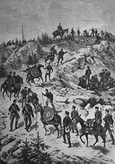 Historical engraving, Austrian mountain artillery