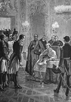 Historical engraving, capture of Pope Pius VII by French General Radel