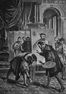 Historical engraving, Emperor Charles V