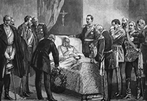 Historical engraving, Emperor William I or Wilhelm I on his deathbed