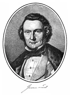Historical engraving, portrait with autograph of Georg Gottfried Gervinius