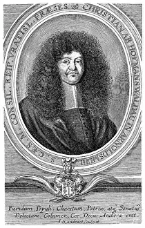 Historical engraving, portrait of Christian Hoffmann von Hoffmannswaldau or Hofmann von Hofmannswaldau
