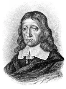 Historical engraving, portrait of John Milton