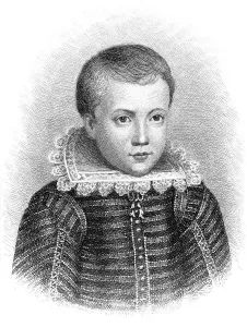 Historical engraving, portrait of John Milton