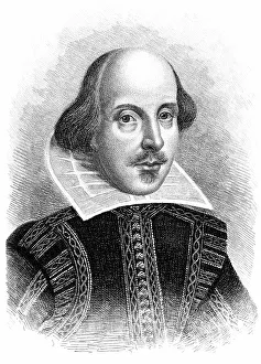Historical engraving, portrait of William Shakespeare