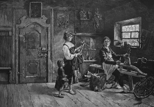 Historical engraving, wood carver, 1888