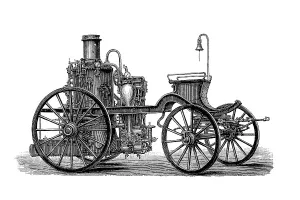 Historical fire pump with steam drive from the 19th century