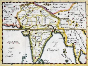 Historical, hand-coloured map, engraving