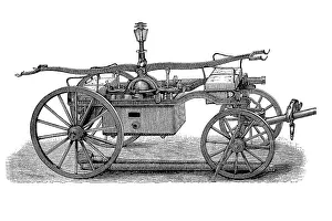 Historical hand-operated fire pump from the 19th century