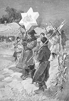 Historical illustration of a Christmas tradition in Podolia or Podilia