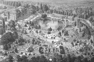 Historical illustration of the Frankfurt Zoological Garden