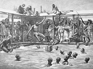 Historical illustration of a game in the water