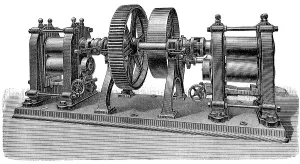 Historical illustration, machine for coin production