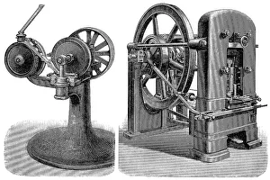 Historical illustration, machine for coin production