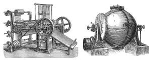 Historical illustration, papermaking machines