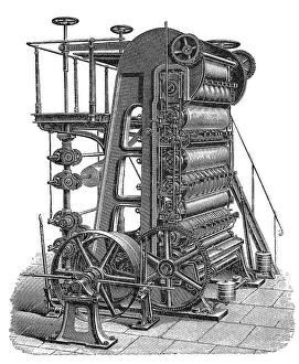 Historical illustration, papermaking machines