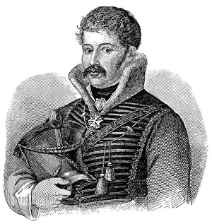Historical illustration, portrait of Ferdinand Baptista von Schill