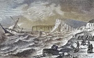 Historical illustration of the rescue of castaways