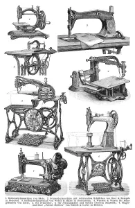 Historical illustration, sewing machines