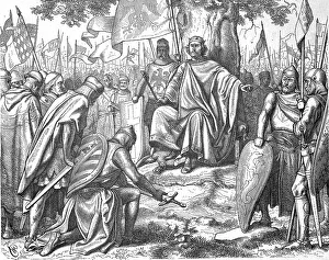 Historical illustration of the subjugation of the Saxon princes in Spira