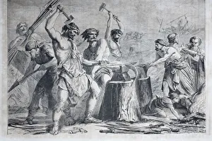 Historical illustration, you will turn your swords into ploughshares and your spears into sickles from an ancient Bible