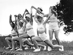 Historical image, women doing gymnastics, ca. 1940