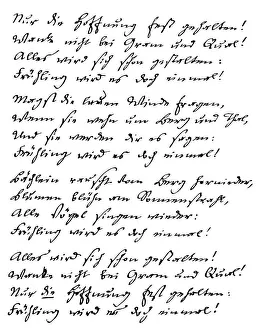 Historical manuscript, poem by August Heinrich Hoffmann or Hoffmann von Fallersleben