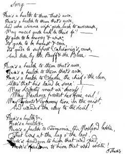 Historical manuscript, song by Robert Burns