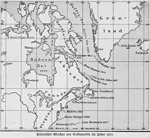 Historical map 1610, Labrador, Hudson Bay