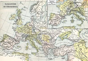 Historical map, the end of Migration Period in Europe