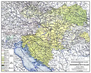 Historical map, ethnological map of Austria-Hungary
