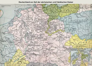 Historical map of Germany during the period of the Saxon Frankish emperors