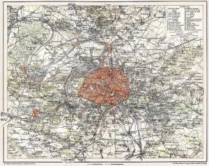Historical map of Paris, France