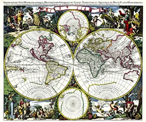 Historical map of the world by Gerald Valck