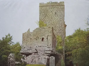 Historical photo around 1880 of Trifels Castle in the Palatinate