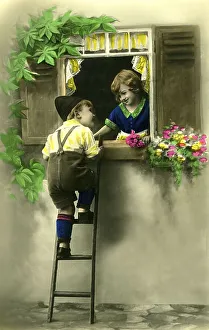 Historical photo, Fensterln