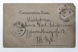 Historical postcard with address and stamp from the era of the Austrian Empire