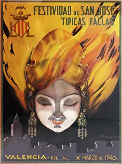 Historical poster for the Valencian spring festival Fallas