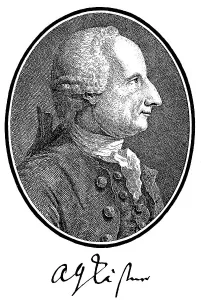 Historical print, 1771, portrait of Abraham Gotthelf Kaestner