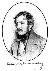 Historical print, 1841, portrait of Nikolaus Lenau or Nikolaus Franz Niembsch Edler von Strehlenau