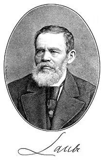 Historical print, 1884, portrait of Heinrich Rudolf Constanz Laube