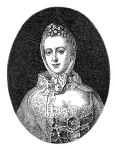 Historical print, portrait of Countess Theresia Franziska von Hohenheim