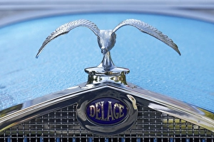 Historical radiator figure and brand emblem Delage