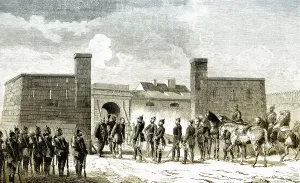 Historical scene from the Franco-Prussian War or Franco-German War