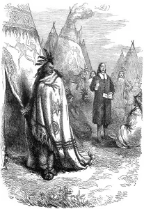 Historical scene from the U.S. history of the 17th century