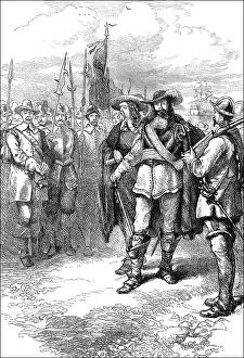 Historical scene from the U.S. history of the 17th century
