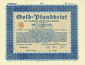 Historical share certificate, 100 gold marks Goldpfandbrief bond certificate