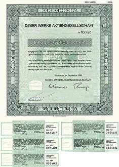 Historical share certificate, bearer warrant