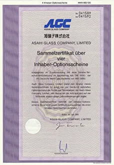 Historical share certificate, Japanese bearer warrant